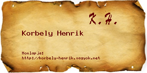 Korbely Henrik névjegykártya